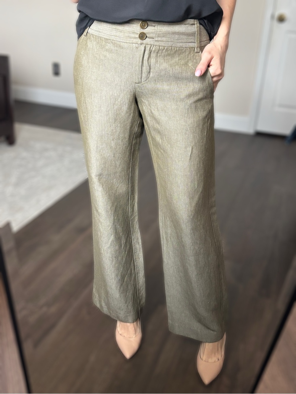 United Colours of Benetton Olive linen blend  Pants Sz S